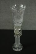 A Victorian cut crystal centrepiece with removable collar and cut crystal drops. H.54cm.