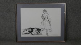 Charlotte Fawley (British 20th Century) A framed and glazed acrylic study of two Royal Ballet