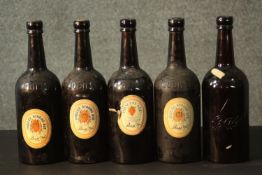 Five bottles of vintage Bass Ale, three bottles of Jubilee Strong Ale 1977 and Princess Ale 1978.