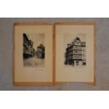 Leopold Robin - A pair of early 19th century unframed Strasbourg etchings, signed. H.23 W.15cm