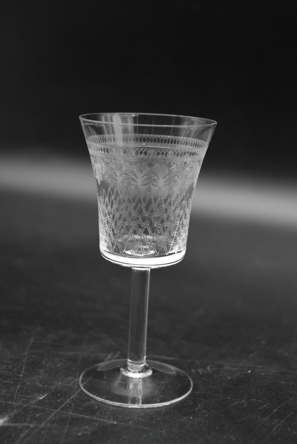 A pair of Stuart crystal cut brandy glasses with makers mark to base and a collection of five - Image 9 of 9