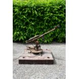 A 19th century cast iron clay pigeon trap, The Expert by Eley Bros Ltd. H.55 W.50 D.50cm