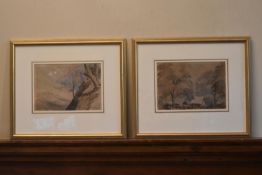 A pair of 19th century gilt framed and glazed watercolours, mountainscapes, inscribed lower right