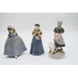 A collection of three Royal Copenhagen female figures. H.25cm