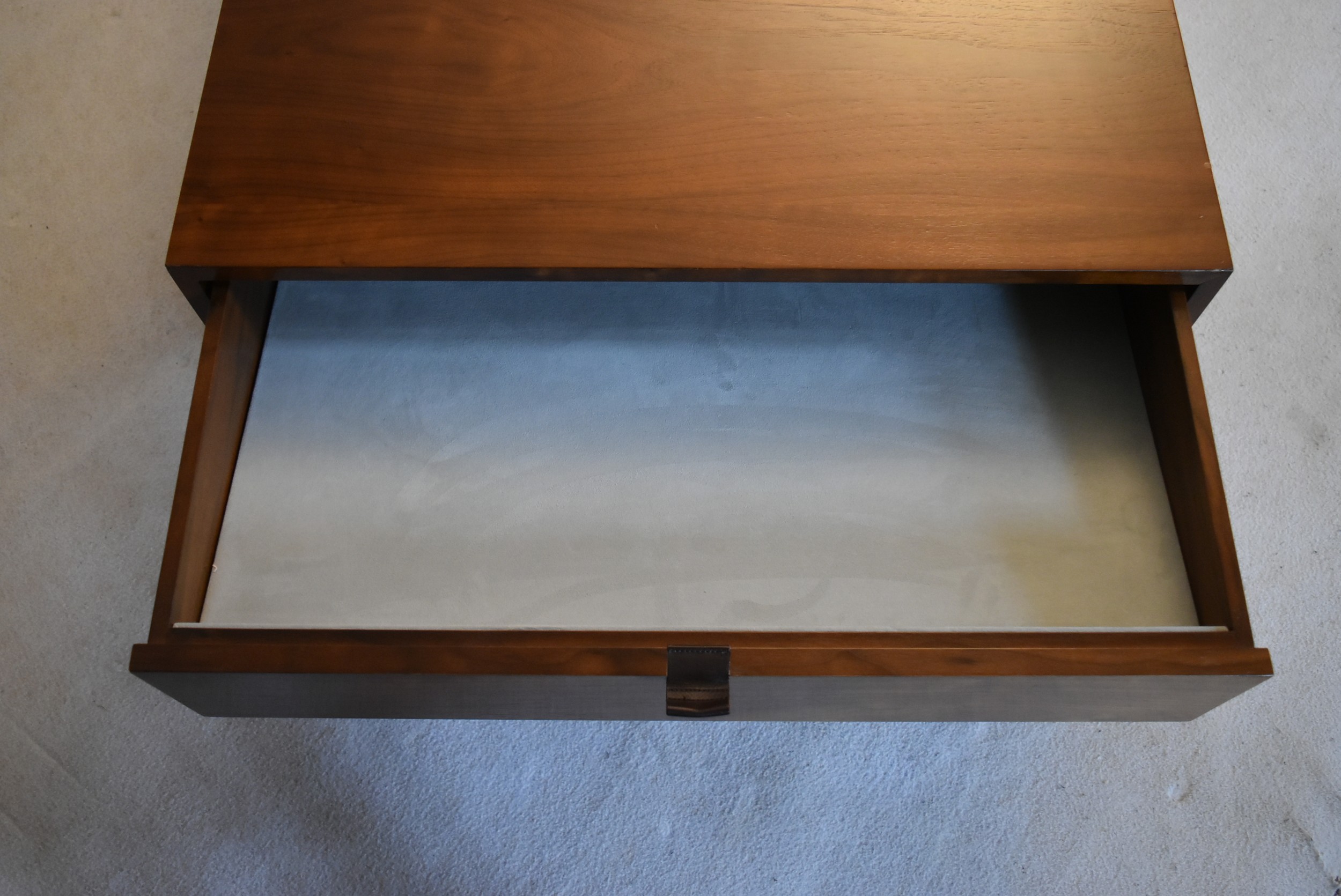 A contemporary teak coffee table fitted with end drawer on painted base with square tapering - Image 5 of 8