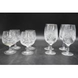Two sets of four brandy glasses. Including four Edinburgh cut crystal brandy glasses and four