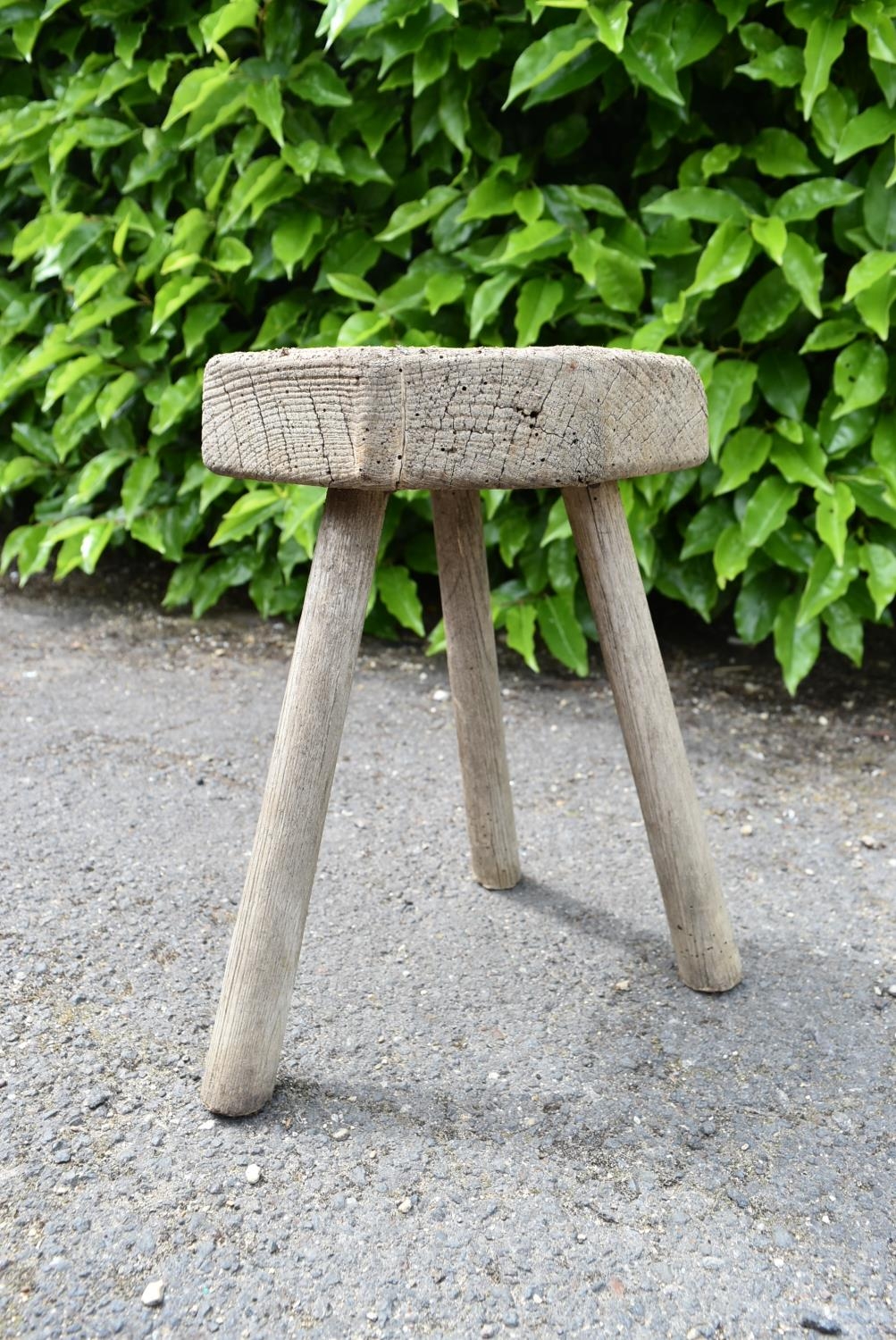 Two old Fuller's brewery coopered firkins and a 19th century milking stool. H.42 W.30cm - Image 6 of 8