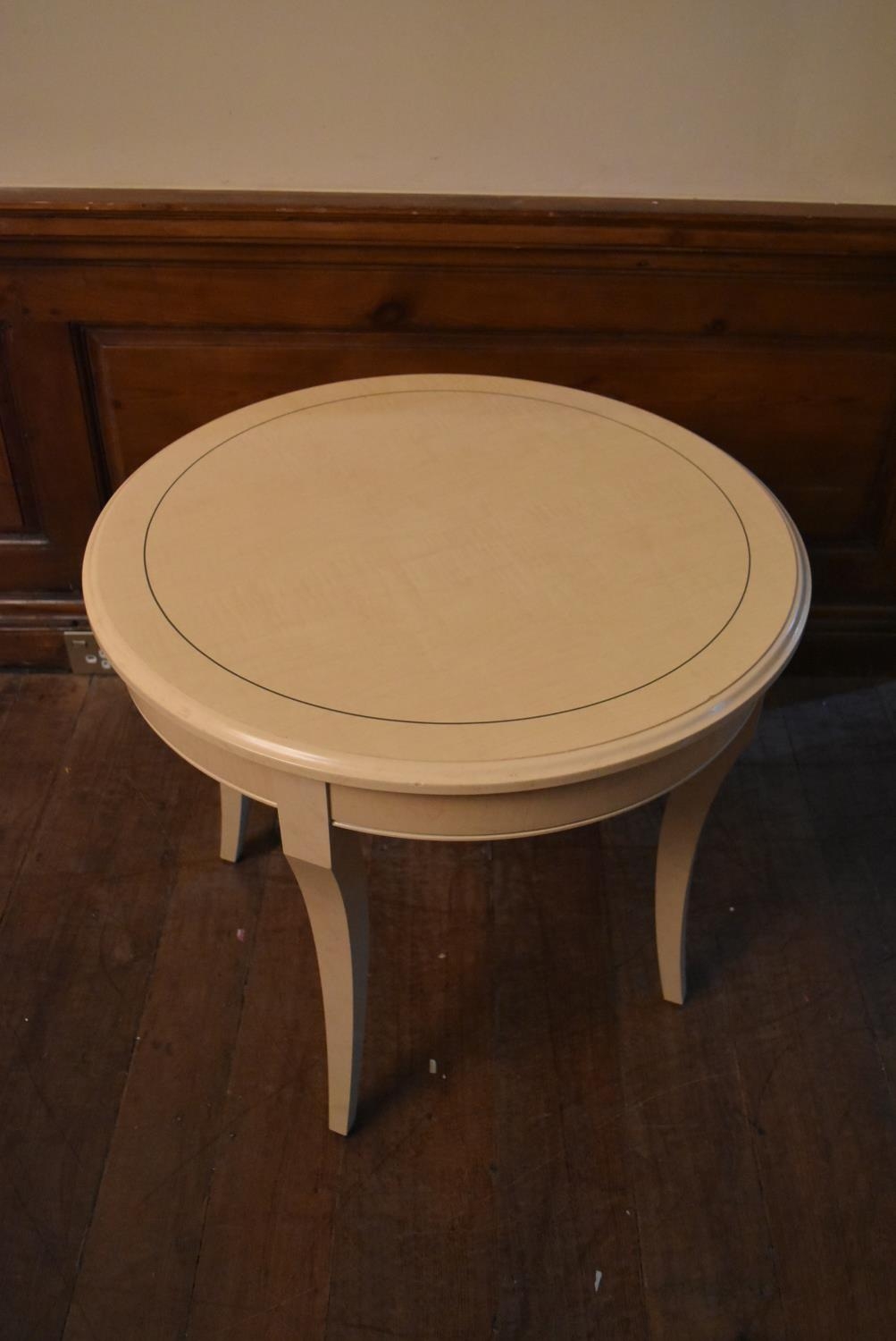A Drexel Heritage Empire style painted lamp table on sabre supports. H.60 Dia.72cm - Image 2 of 7