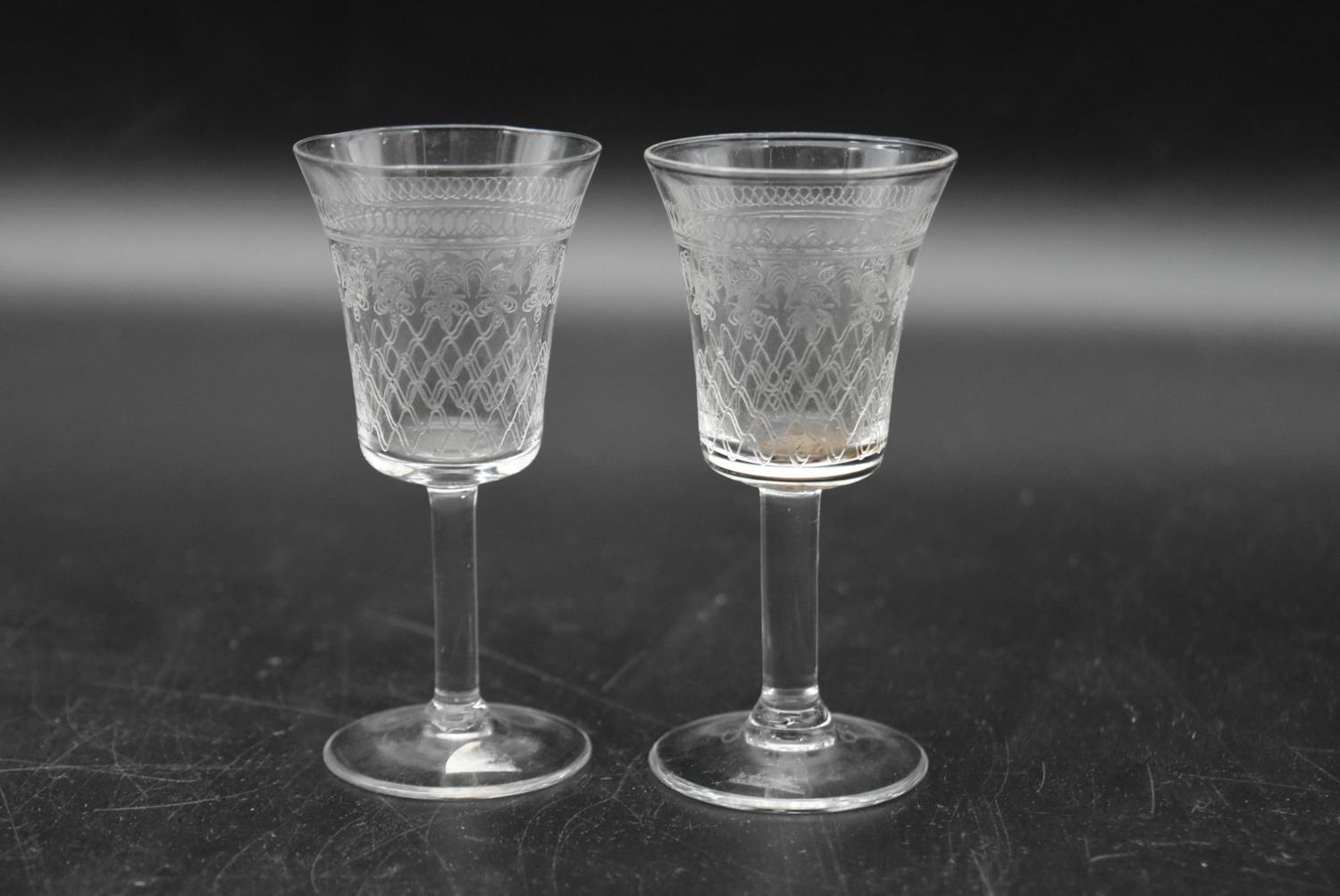 A pair of Stuart crystal cut brandy glasses with makers mark to base and a collection of five - Image 7 of 9