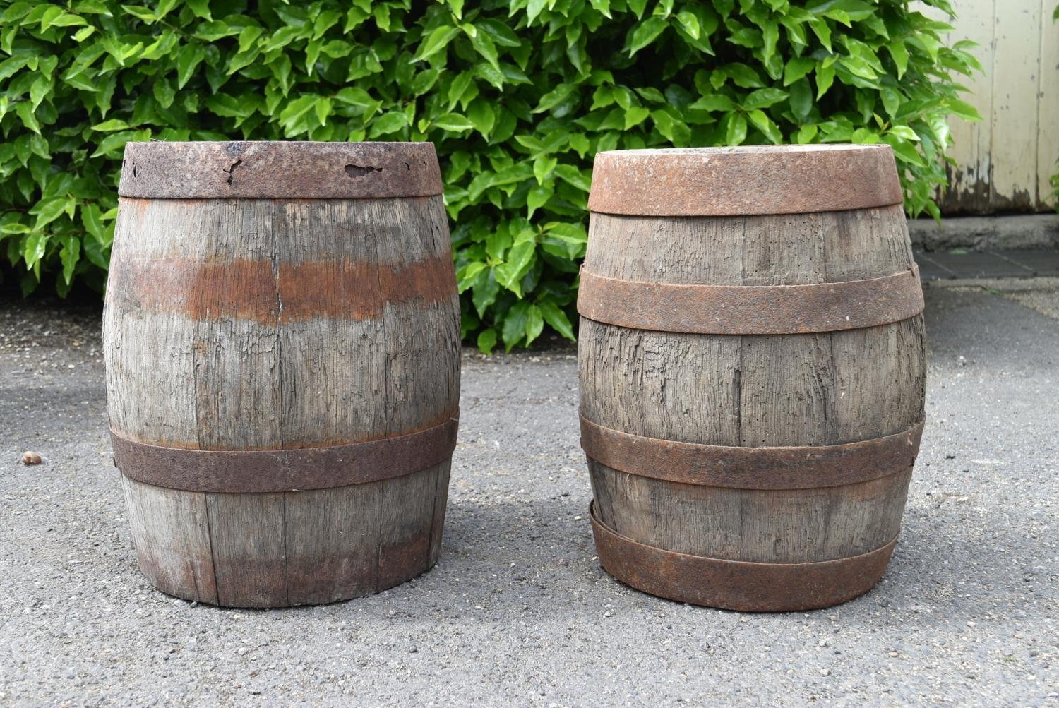 Two old Fuller's brewery coopered firkins and a 19th century milking stool. H.42 W.30cm - Image 3 of 8