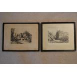 Ernest George (1839 -1922) - A pair of prints, Ghent, depicting cityscapes, signed lower right. H.27