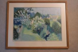 Carolyn White (1945-2013), a framed and glazed watercolour, "Summertime with Cirencester Church",