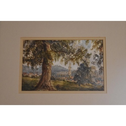 A framed and glazed watercolour, country house through trees along with a similar painting of a - Image 5 of 8