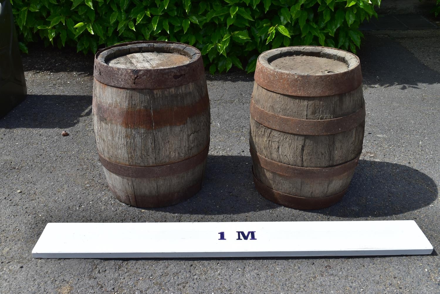 Two old Fuller's brewery coopered firkins and a 19th century milking stool. H.42 W.30cm - Image 8 of 8