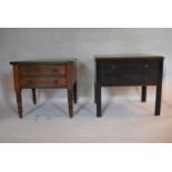 A pair of early 19th century mahogany bedside cabinets on ring turned tapering supports. H.48 W.54