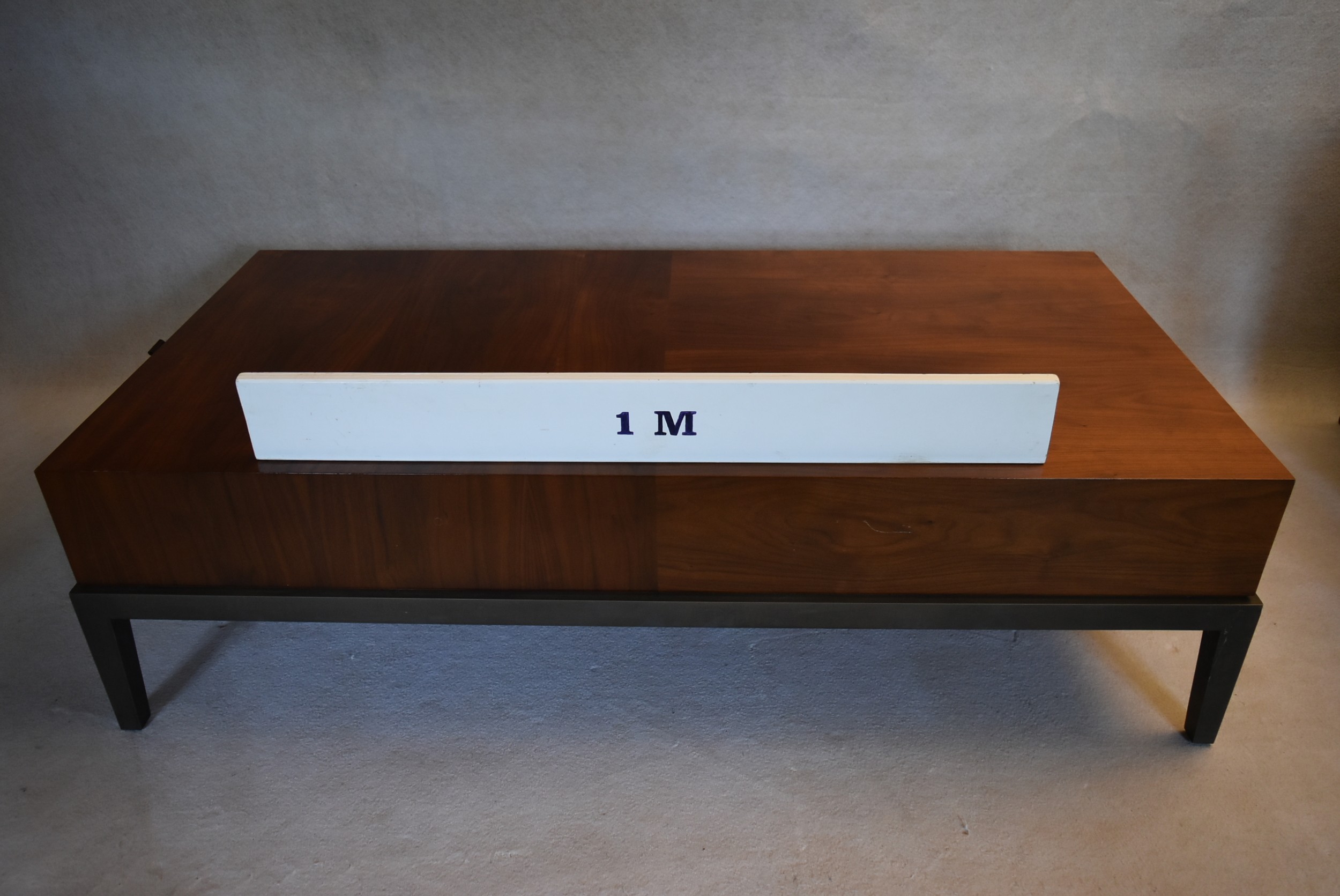 A contemporary teak coffee table fitted with end drawer on painted base with square tapering - Image 6 of 8