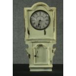 A contemporary painted American style wall clock. H.56 W.26 D.6 cm.