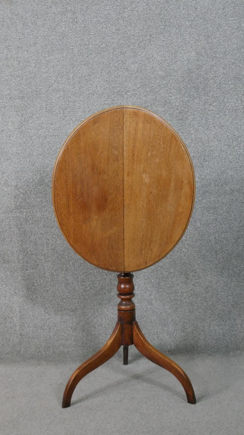 Lamp table, 19th century mahogany with tilt top action on tripod supports. H.70 W.49 D.57cm - Image 2 of 7