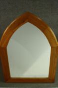 Wall mirror, contemporary pitch pine. H.156 W.76 cm.