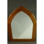 Wall mirror, contemporary pitch pine. H.156 W.76 cm.