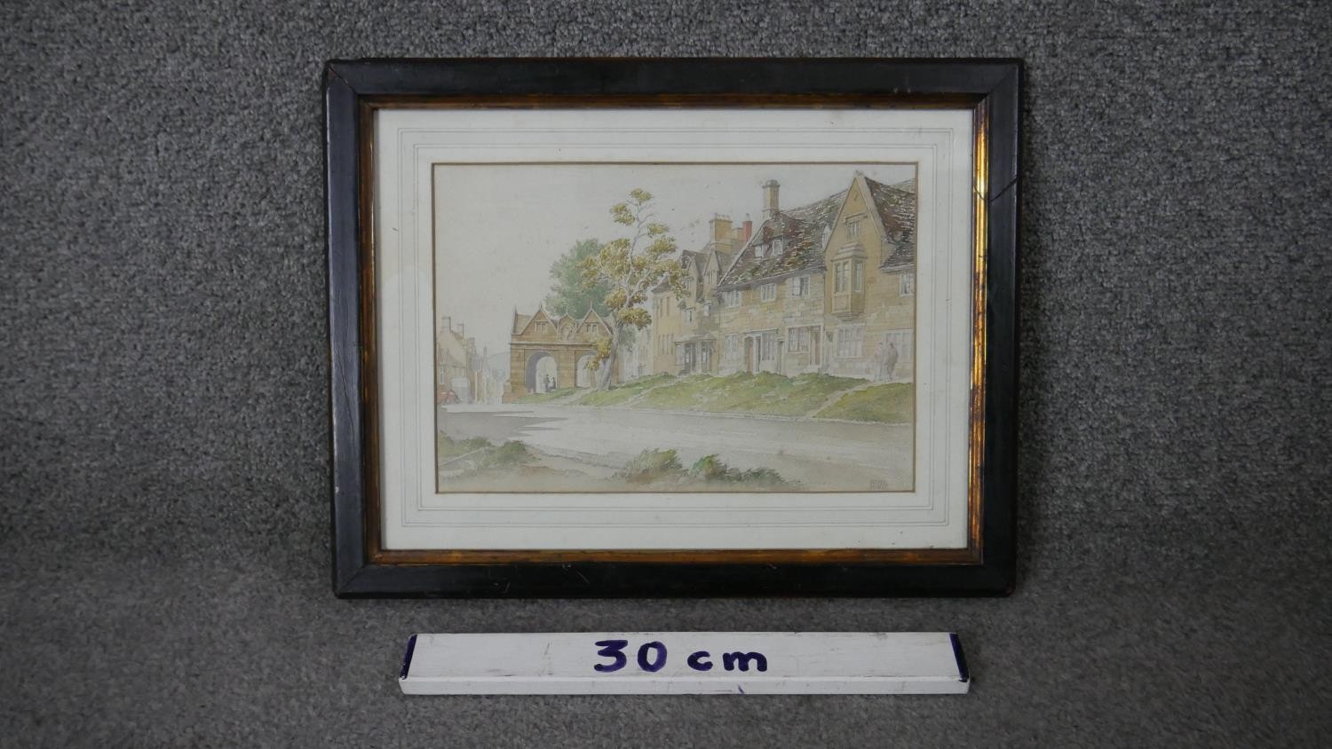 Jasper Salwey (19th/20th century) A framed and glazed watercolour of a country town street scene. - Image 4 of 4