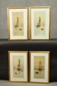 Garman Morris- Four gilt framed and glazed prints of sailing boats. Signed in plate. H.58 W.36cm.