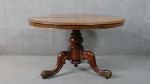 Dining table, Victorian mahogany with tilt top action. H.71 Diam.120cm