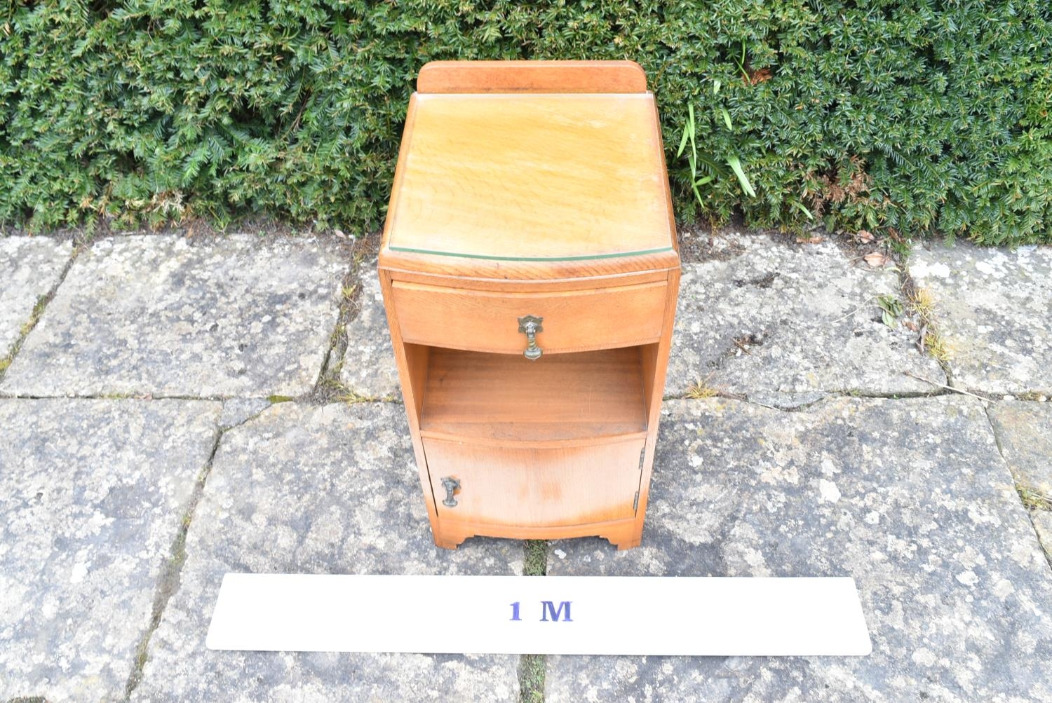 A mid century light oak Art Deco style pot cupboard. H.67 W.35 D.37cm - Image 7 of 7