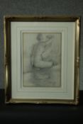 Ricardo Cinalli (B.1948), a framed and glazed pencil drawing, Renaissance style nude study, signed