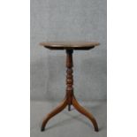 Lamp table, 19th century mahogany with tilt top action on tripod supports. H.70 W.49 D.57cm