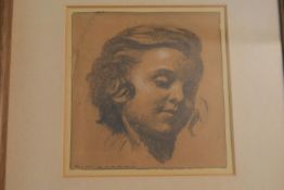 Giorgio Matteo Aicardi (1891 - 1984) Italian . A framed and glazed charcoal study, child