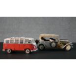 Two Franklin Mint model cars, a Franklin Mint 1:24 scale 1962 Volkswagen Microbus and Model 1911