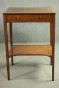 A Georgian mahogany lamp table with satinwood and ebony strung inlay on square tapering supports