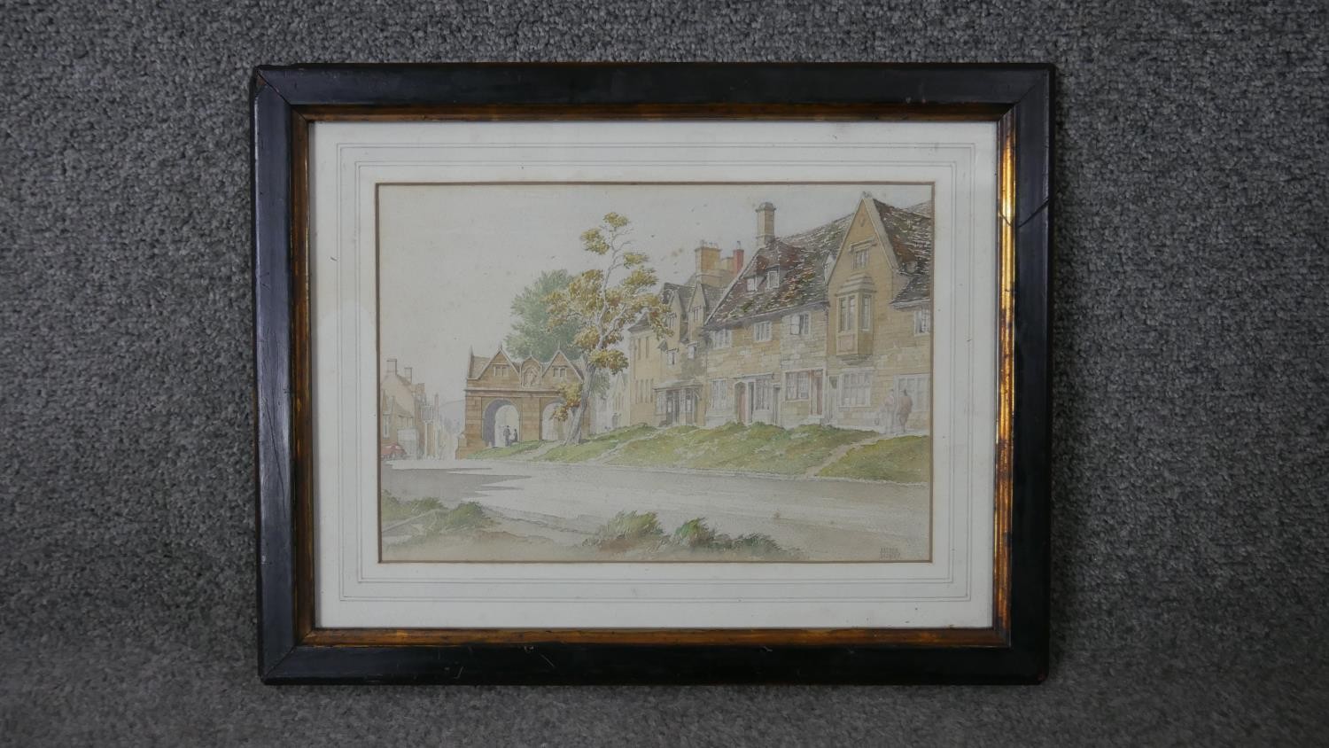 Jasper Salwey (19th/20th century) A framed and glazed watercolour of a country town street scene. - Image 2 of 4