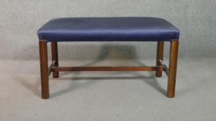 Duet stool, Georgian mahogany with reeded supports. H.49 W.90 D.46cm