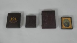 Four 19th century leather cased Daguerreotype portraits. H.11 W.8cm (largest)