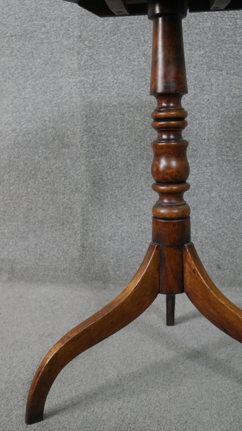 Lamp table, 19th century mahogany with tilt top action on tripod supports. H.70 W.49 D.57cm - Image 4 of 7