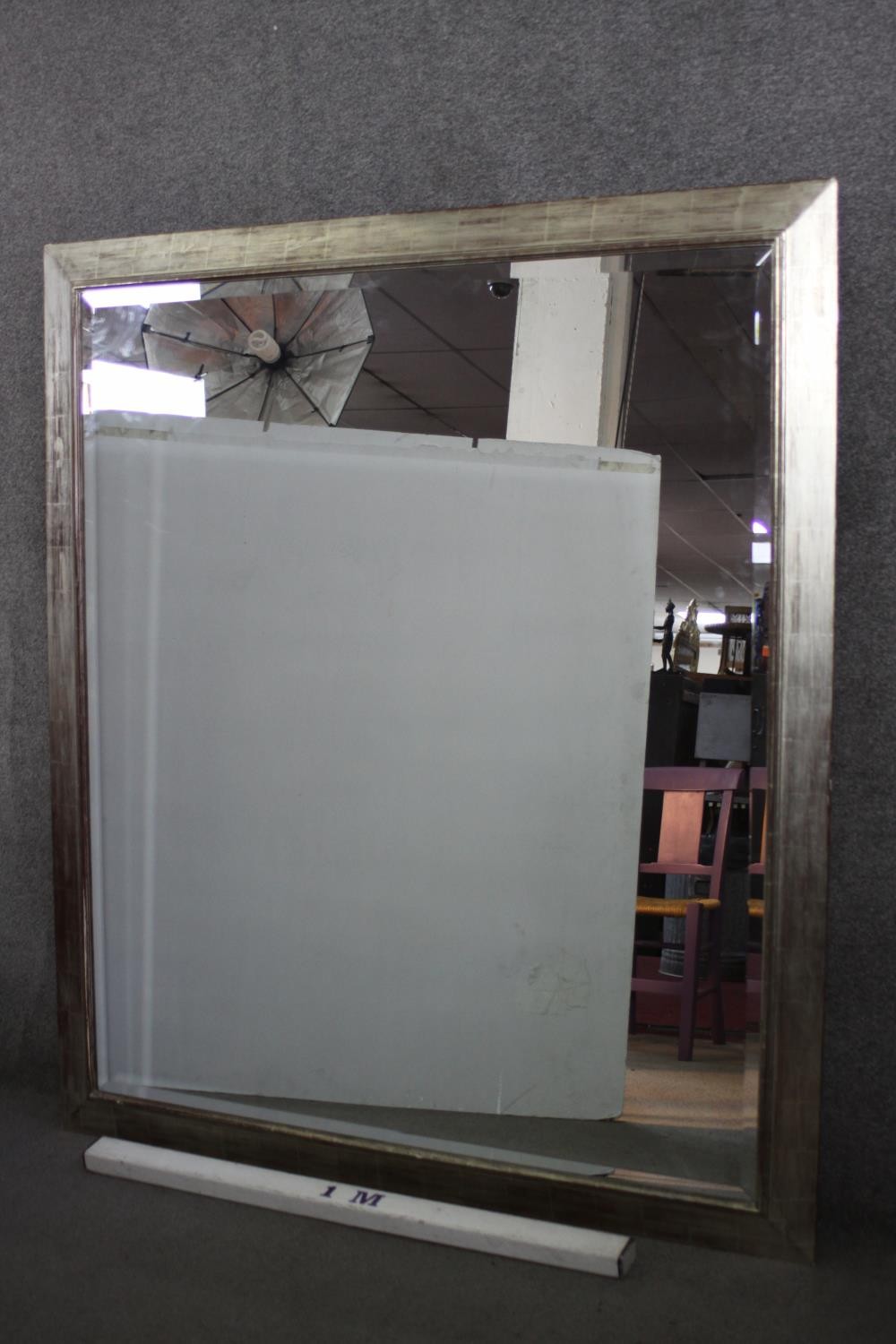 Wall mirror, large contemporary with bevelled plate. H.160 H.140 cm.