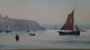 Garman Morris- A framed and glazed 19th century watercolour titled 'Off Brixham', signed by