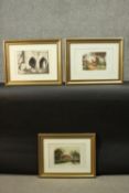 Three framed and glazed etchings. Johannes Mattheus Daum- an etching of a church courtyard with