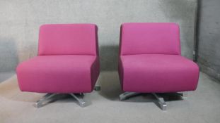 Lounge chairs, pair retro styled with swivel action.