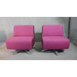 Lounge chairs, pair retro styled with swivel action.