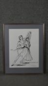 Charlotte Fawley (British 20th Century) A framed and glazed acrylic study of two Royal Ballet