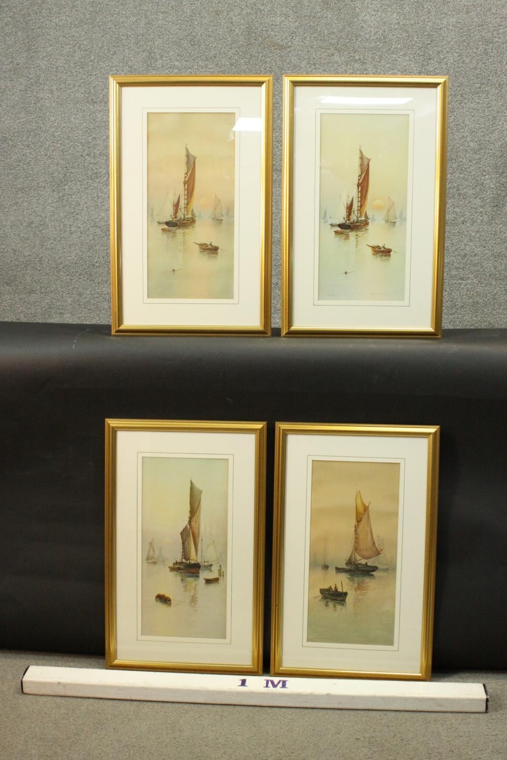 Garman Morris- Four gilt framed and glazed prints of sailing boats. Signed in plate. H.58 W.36cm. - Image 11 of 11