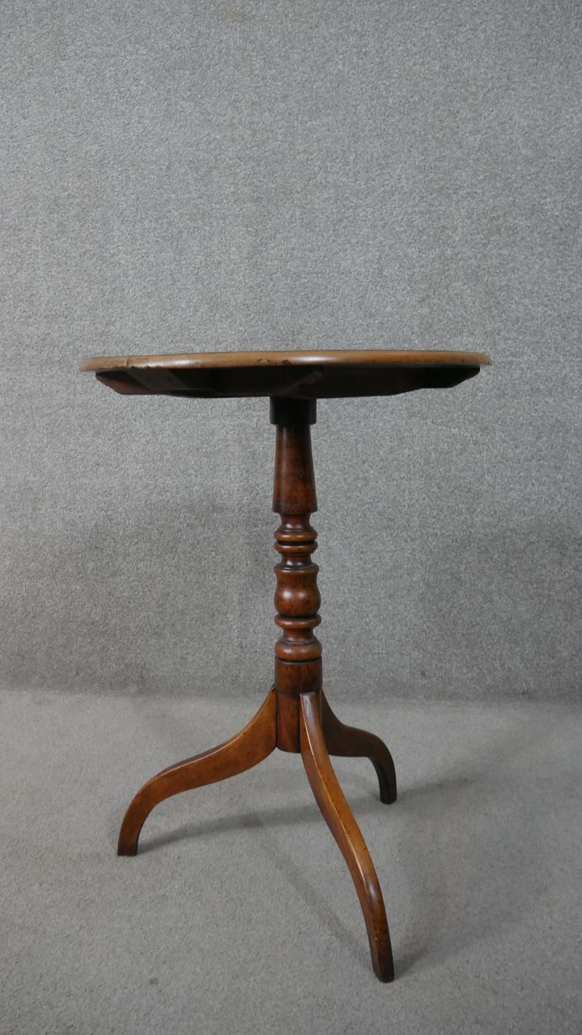 Lamp table, 19th century mahogany with tilt top action on tripod supports. H.70 W.49 D.57cm - Image 6 of 7