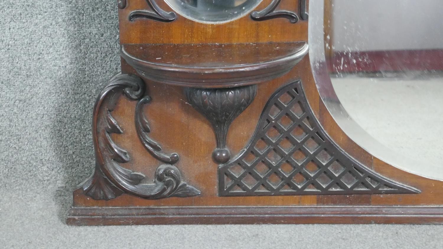 Overmantel mirror, late 19th century mahogany. H.137 W.139cm - Image 4 of 6
