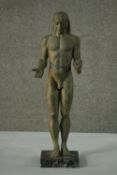 A bronze effect resin sculpture of Apollo, copy of the larger bronze housed in the Archaeological
