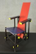 Patrick Hughes (British b.1939) A limited edition painted plywood chair, homage to Rietveld.