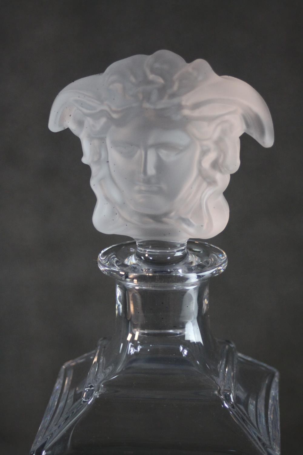 A Rosenthal cut crystal decanter and Medusa head frosted stopper for Versace, etched mark to base, - Image 5 of 6