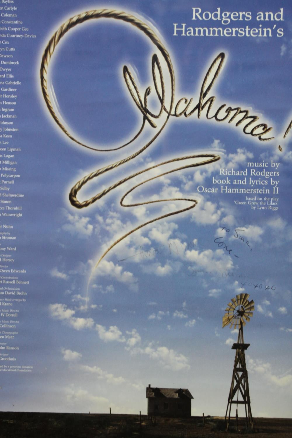 A framed and glazed signed Royal National Theatre Oklahoma poster. Signed by the Choreographer and - Image 2 of 3